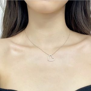 Diamond open heart pendant & Sterling Silver Chain